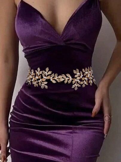 Luxury Bridal Alloy Flower Decorative Waist Belt, Fashion Wedding Dress Accessory SH353