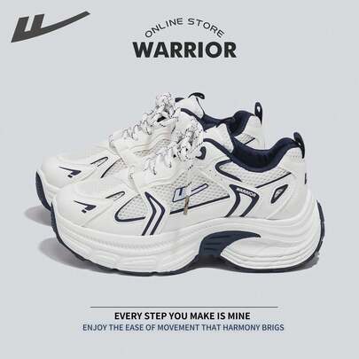  女款 Warrior 时尚复古运动鞋，春夏轻便舒适透气，跑步鞋风格简约休闲，时尚百搭，四季皆宜，耐磨耐穿，适合全天穿着，训练运动鞋，小白鞋