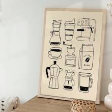 1 件，帆布挂画，带框装饰画，海报，墙壁艺术，咖啡，别致简约咖啡吧帆布艺术 - 厨房、客厅等墙壁装饰 - 美食家礼物生日毕业厨房装饰的完美礼物