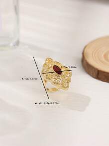 1 件可调节宫殿金属合金水钻装饰戒指，婚礼派对节日珠宝礼物，适合女性 - 戒指 - 查看 8