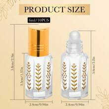 10pcs 3ml/6ml Glass Refillable Essential Oil Roll-On Bottles, Portable Mini Sample Lip Oil Containers - Gold - View 12
