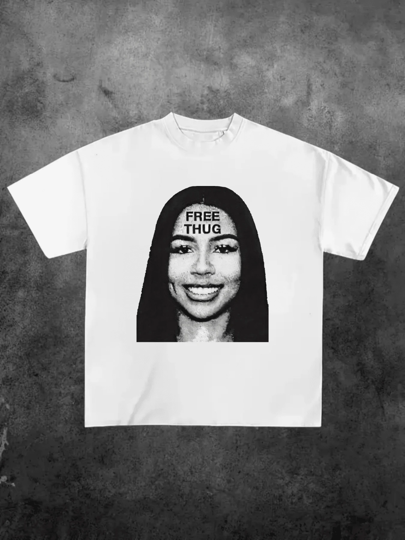 Big Head Free Th*G Smile ,Casual Print,Comfortable And Versatile,Letter Pattern Pure Cotton 220g Printed T-Shirt - trắng - Xem 1