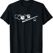 Billiard Balls And Cue Stick Drawing T-Shirt - Black - View 1