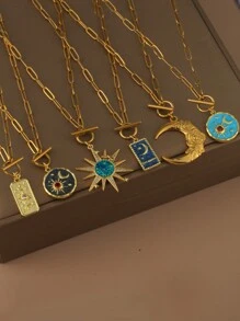 1 pieza Collar con colgante de ojo y corazón con cadena de cierre de acero inoxidable, joyería de moda para mujer, regalo de Halloween, San Valentín, mamá, madre, Día de la Madre