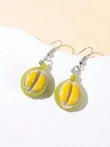 1 Pair Cute Simulated Durian Earrings, Minimalist & Fashionable For Casual Daily Wear
