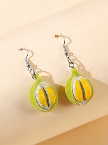1 Pair Cute Simulated Durian Earrings, Minimalist & Fashionable For Casual Daily Wear