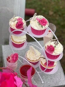 1pc Reuzenradvormig 6-laags metalen displayrek, gebruikt voor het decoreren en organiseren van collecties, cupcake-standaards, creatieve bruiloftsdecoratie en gepersonaliseerde desserttafels, geschikt voor beeldjes, poppen, sieraden, jubileum, verjaardag en feest