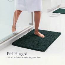 BELADOR Bathroom Rugs Sets 2 Piece- Plush Bath Mat Set Quick-Dry Soft Chenille Mat With Rubber Backing, Absorbent Rug Set, Washable Bath Rugs - Bath Mats 24x17 + 30x20 - Hunter Green - View 2
