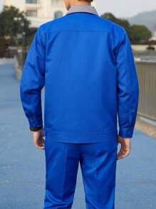 Men's Work Suit Top Uniform Pants Shirts Protection Button Down Ventilate Antifouling Quick Dry - Shirts (Royal Blue-A) - View 2