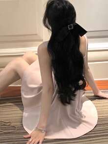 优雅纯色派对芭蕾舞裙夏季纯色紧身胸衣公主生日 Y2K 短款连衣裙宽肩带女装 - 粉色 - 查看 4