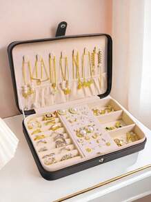 Luxury Leather Jewelry Box, Jewelry Organizer, Ring Box. Retro PU Leather Jewelry Box For Women, For Storing Earrings, Necklaces, Rings, Bracelets, Watches And Other Accessories, Perfect Mother's Day Gift Back To School