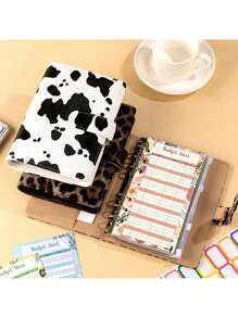 Sac de rangement créatif pour pièce d'identité au motif léopard, cahier à feuilles mobiles A6, livre de comptabilité avec fermeture éclair, fournitures scolaires, retour à l'école