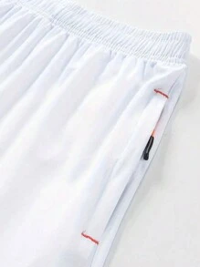 4pcs Men's Reflective Stripe Drawstring Waist Athletic Shorts, Versatile Colors For Running, Hiking, Gym Workout, Outdoor Sports - White - View 5