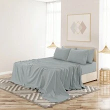 LUX DECOR 6-Piece Embroidered Bed Sheet Set – Brushed Microfiber, Deep Pocket, Lightweight & Breathable – Graduation Gifts, Home Decor, Sleep Protection For Dorms, Student Beds, Back‑To‑School Gift, Soft Bed Linens, Comfortable Sleep, Luxury Bed Set, Valentine's Day Bedroom, Spring Bedding Refresh, Guest Room Essentials, Dorm Room Bedding, Premium Bed Linens, Easy Care Sheets, Hypoallergenic Fabric, Year-Round Comfort, Master Bedroom Update, Matching Bedding Set, Hotel Quality Linens - 灰色 - 查看 6