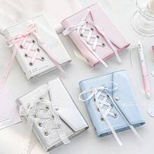 Rosyposy 1 件优雅丝带笔记本 - 女士信封日记本，带展示窗，仿皮封面，系带细节，可爱日记本，学校用品，返校 - 均碼 - 查看 2