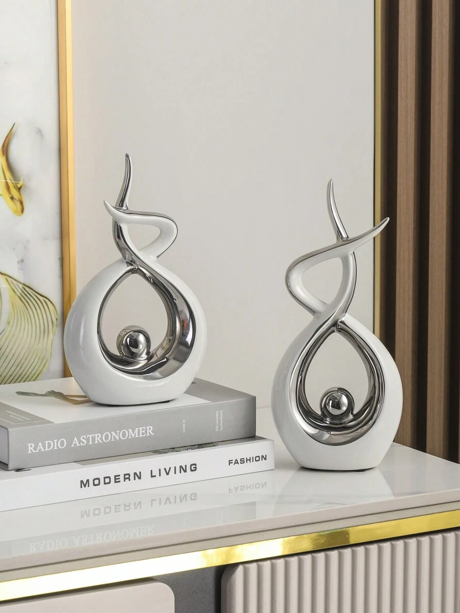 1 paio di decorazioni in ceramica di alta qualità e design moderno, adatto per Mobile TV, Soggiorno, Cantinetta vini, Libreria, Decorazione ufficio, ottimo regalo per il Ringraziamento, Natale, Festa del papà - Multicolore - Visualizzare 1