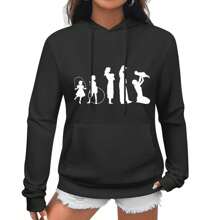 Evolution Of Mother, Women's Loose Hoodie, Long Sleeve Kangaroo Pocket Pullover Women Sweatshirt Clothing, Comfy For All Season Wear, Suitable As A Gift
