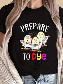 Prepare To Dye Funny Easter Sunday Egg Hunting Gift T-Shirt - Soft, Breathable, Comfy 100% Cotton T-Shirt Crew Neck Tops - Ideal For Outdoor Activities, Casual Daily Wear, And Relaxation