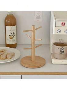 Bamboo Cup Holder/Rack, Drip Tray For Mugs, Water Cups In Living Room (Comes With Screwdriver For Self-Installation) - Multicolor - View 2