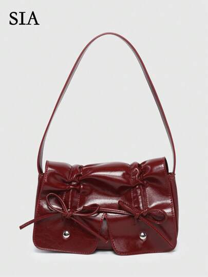 1 pièce Sac à main croissant vintage à décor de rabat plissé en suède d'angora avec cordon de serrage, convient pour un rendez-vous, la rue, une fête, cadeau parfait pour la Saint-Valentin pour elle, meilleur choix de cadeau de Saint-Valentin