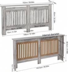 Radiator Cover Heater Cover Cabinet Radiator Shelf MDF Wood Vertical Slat White Grey Radiator Covers Living Room Furniture - Grey - View 2