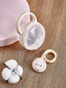 1pc Set Panda Pattern Cartoon Baby Transparent PP Dust-Proof Box/Pacifier Clip/Dust-Proof Box Pacifier Clip Set, Exquisite Portable Storage, Independent Placement Storage Box With Hanging Hook, Baby Hygiene. Note: Storage Box/Pacifier Clip/Set Need To Be Selected, Color Random, Pacifier Not Included - Apricot - View 3
