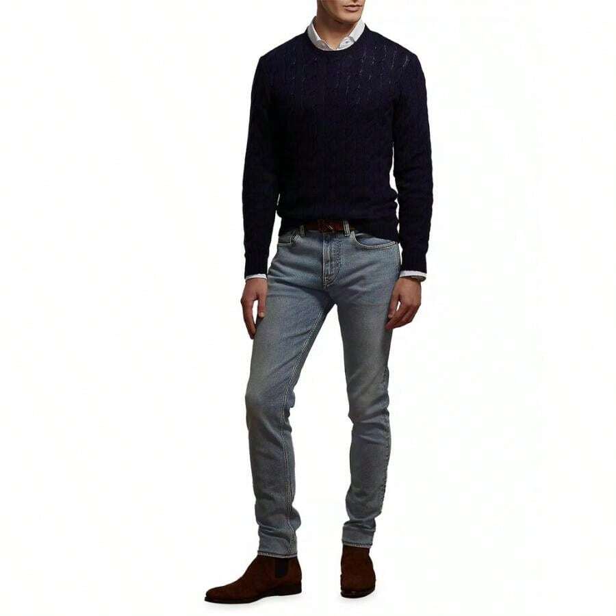 Ralph Lauren Cableknit Cashmere Sweater | | Men Sports Sweaters - CLASSIC NAVY - View 1