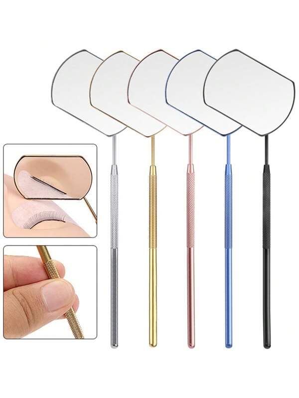 1 pieza Espejo de maquillaje, herramienta de inspección para extensiones de pestañas, espejo de acero inoxidable para pestañas, espejo de maquillaje antivaho portátil, espejo práctico para probar maquillaje