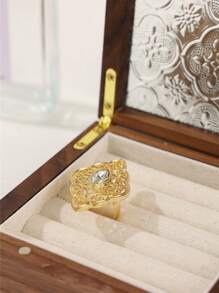 1 件可调节宫殿金属合金水钻装饰戒指，婚礼派对节日珠宝礼物，适合女性 - 戒指 - 查看 13