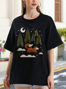Charming Snowy Evening Fox Women's Women T-Women's Shirt