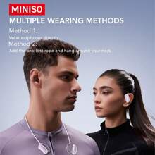 Miniso X68 AI Translation True Wireless Open EarHeadphones, 38Hrs Long BatteryPlaytime For Music Work Earphones, Not In Ear Earbuds For Beige Purple Black