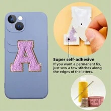 Self Adhesive Letter Patches, Clothing Hot Stamping Letters, 26 Light Purple Patch Letters With Flashing Letters - Light Purple - View 6