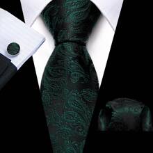 Men Tie Vintage Paisley Paisley Dark Green Tie Classic Necktie Set Pocket Square Cufflinks Formal Wedding St Patrick's Day