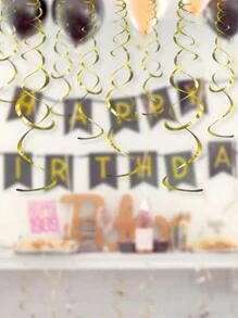 18pcs Gold Hanging Swirl Decorations, Gold Swirl Streamer Spiral Ceiling Decoration, Metallic Tassel Garland, Versatile Hanging Decor For Lemon Bee Sunflower Birthday Wedding Shower Bridal Shower Bachelorette Party Supplies