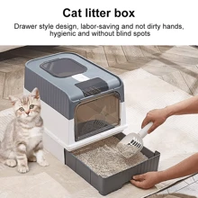 NetHong Self-Cleaning, Large-Capacity Litter Box With Drawer And Splash-Proof Litter Tray. Square Pet Toilet That Is Not Easy To Tip Over. Semi-Enclosed Litter Box To Prevent Odor. - Large Cat Litter Box - View 3