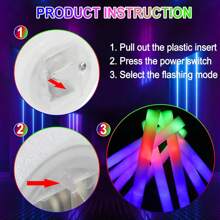 Pack Of 100 Foam Light Sticks, LED Light Sticks, Light Sticks Party, Light Sticks, Foam Light Sticks, LED Light Stick With 3 Modes, Light Sticks For Wedding, Birthday, Christmas, Party - trắng - Xem 10
