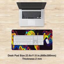 1pc Basketball Collides With Color Gaming Mouse Mat Pad Multi Size HD Design Table Mat Pad Natural Rubber With Non Slip Base Seam Design For Office, Gaming & Computer Accessories Gift For Friends & Family - Multicolor - View 7