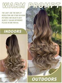 爪形马尾辫接发 22 英寸渐变自然波浪波浪形柔软自然外观耐热纤维合成假发适合女性日常使用 - 漸層 - 查看 7