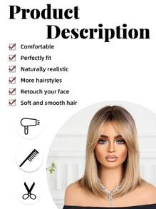 Tóc giả ombre nhiều lớp, dài 14 inch, kiểu tóc uốn tự nhiên, chất liệu sợi tổng hợp thoải mái dành cho nữ, thời trang và đa năng, phù hợp cho các dịp lễ, tụ họp và sử dụng hàng ngày. - Ombre - Xem 3