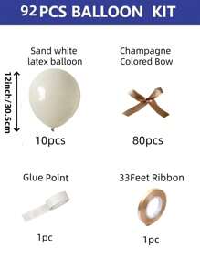 92/102pcs/Set Sand White Latex Balloon With Champagne Colored Bow, Internet Celebrity Outdoor Photo, Bow Decoration, Valentine's Day, Family Birthday Party, Wedding