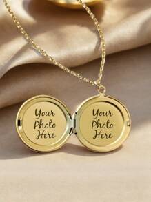 Collar con dije de medallón personalizado con tu propia foto de acero inoxidable, collar con foto, medallón con foto, marco de fotos recuerdo, estilo dorado, plateado, unisex, simple, vintage, gótico, lindo, casual personalizado, único, regalo ideal para él, regalo ideal para ella, novio, novia, papá, mamá, familia, amigos, mascotas, hijo, hija, abuelos, para aniversarios, para cumpleaños, para uso diario, para bodas, para graduación, para bailes, para fiestas, collares de foto de moda personalizados, estilo casual callejero