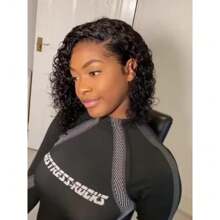200 Density 16 Inch Curly Short Bob Lace Front Human Hair Wigs For Women Depp Wave 13x4 HD Transparent Brazilian Lace Frontal Wig Closure Swiss Lace Wig Water Wave Pre Plucked,99J,4/27,613,27#,4# - Natural Black - 查看 2