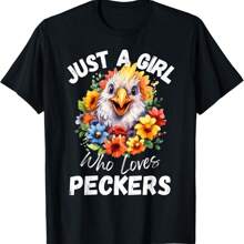 Just A Girl Who Loves Peckers Funny Chicken T-Shirt - Black - View 1