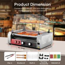Hot Dog Roller 7 Rollers 18-24 Hot Dogs Capacity, 1050W Hot Dog Machine With Bun Warmer Shelf, Dual Temp Control, Glass Cover, Removable Tray For Commercial And Party - US B Type Plug(110-127V) - View 7