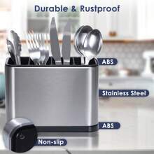 Cutting Board Organizer Stainless Steel Multifunction Storage Racks Chopsticks Spoon Knife Fork Storage Containers Kitchen Tableware Storage Organizer - Apricot - View 5