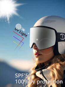 OTG Ski Goggles Anti Fog Snow Goggles 100% Protection,HD Lens - Black - View 2