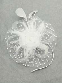 这款优雅的头饰由鲜花、网纱、丝带、发箍和发夹组成，适合女孩和女士参加茶会。 - 彩色 - 查看 5