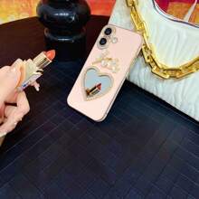 1 szt. Platerowana prosta krawędź luksusowa miękka pełna obudowa serca z kryształkami lustrzanymi etui na telefon kompatybilne z iPhone 16/Galaxy S24 Ultra/Edge 30/Infinix Smart 8/Infinix Hot 40i/Tecno Spark 20/Tecno Spark 20C/Tecno Spark Go 2024/Redmi Note 13 Pro+/Honor X8 - Biały - Zobacz 9