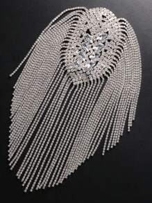 1pc Silver Stylish Tassel Shoulder Chain, Luxury Shiny Rhinestone Accessory, Fashionable For Club/Nightout