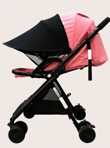 1pc Baby Stroller Sun Shade Canopy, UV Protection & Sunshade - Black - View 5